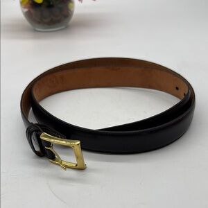 Trafalgar Black Leather Belt with Gold Buckle 40/100